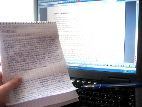 Writing from handwritten pages onto a computer