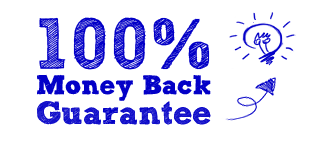 100% Money Back Guarantee - Hand Drawn Blue