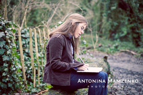 Ali-writing-in-forest