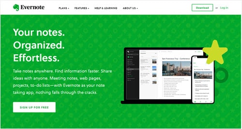 The Evernote website