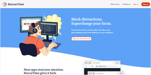 RescueTime's website for their time tracking software
