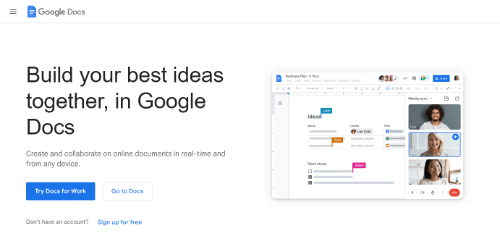 Google docs homepage