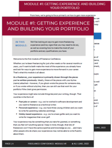 First 2 pages of Freelance Confidence module 1