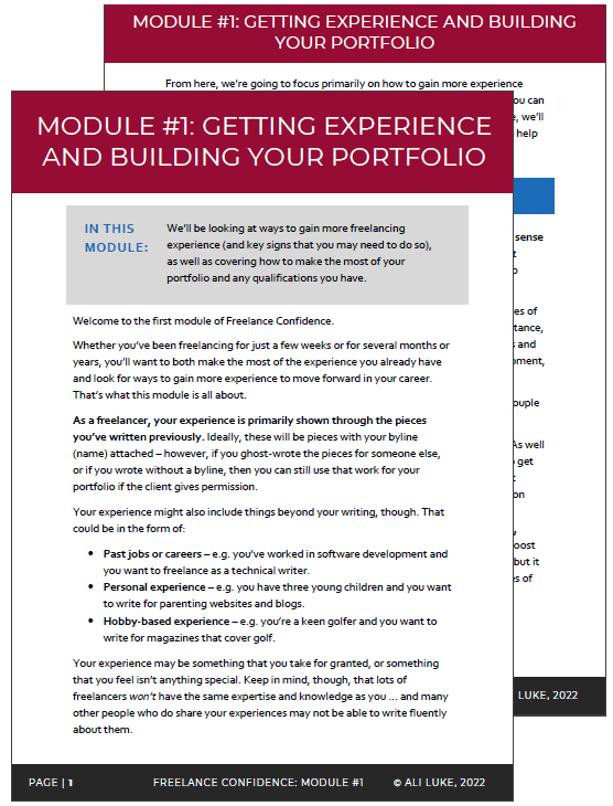 First 2 pages of Freelance Confidence module 1 First 2 pages of Freelance Confidence module 1
