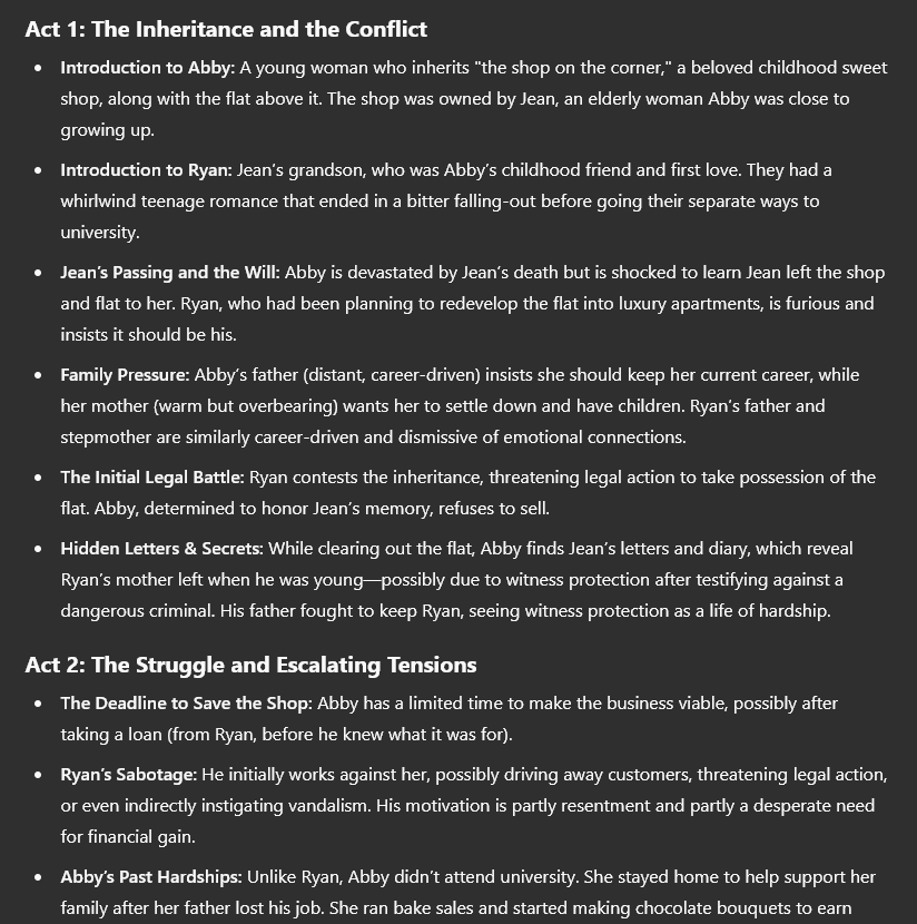 A structured outline from ChatGPT, based on rough notes