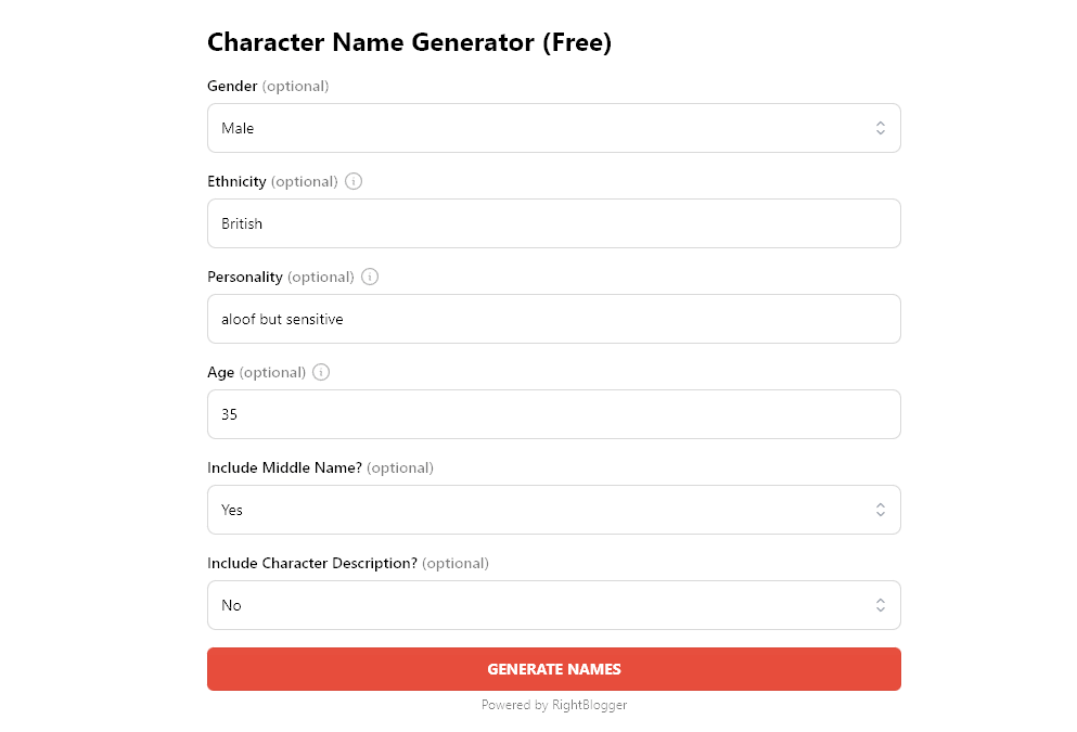Image of the Character Name Generator