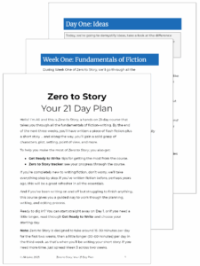 Zero to Story Course - image of first 3 pages