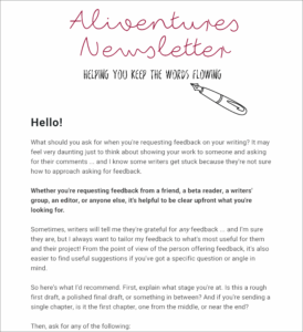 Writing tips from the Aliventures newsletter