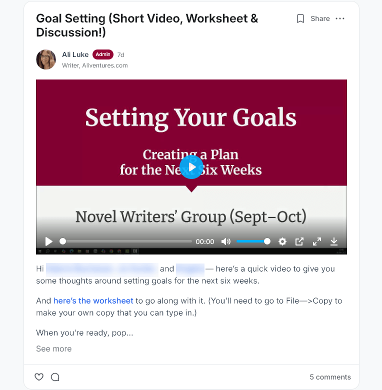 goal-setting-discussion-image A discussion about goal setting in the novel writers' group